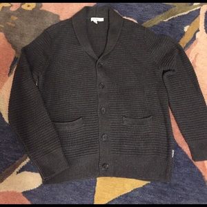 Men's Cardigan Button Sweater Charcoal Gray Large